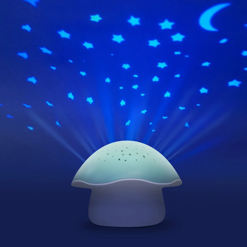 Pabobo Projektor noční oblohy s bílým šumem a senzorem pláče Star Mushroom Blue 