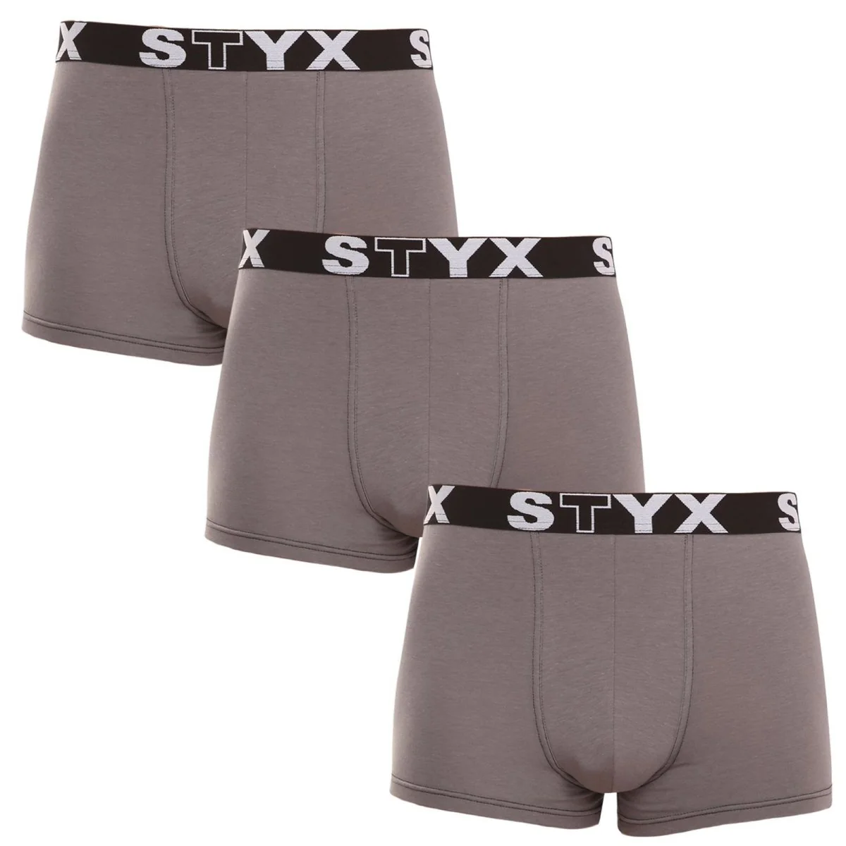 Styx 3PACK pánské boxerky sportovní guma nadrozměr tmavě šedé (R10636363) 4XL 