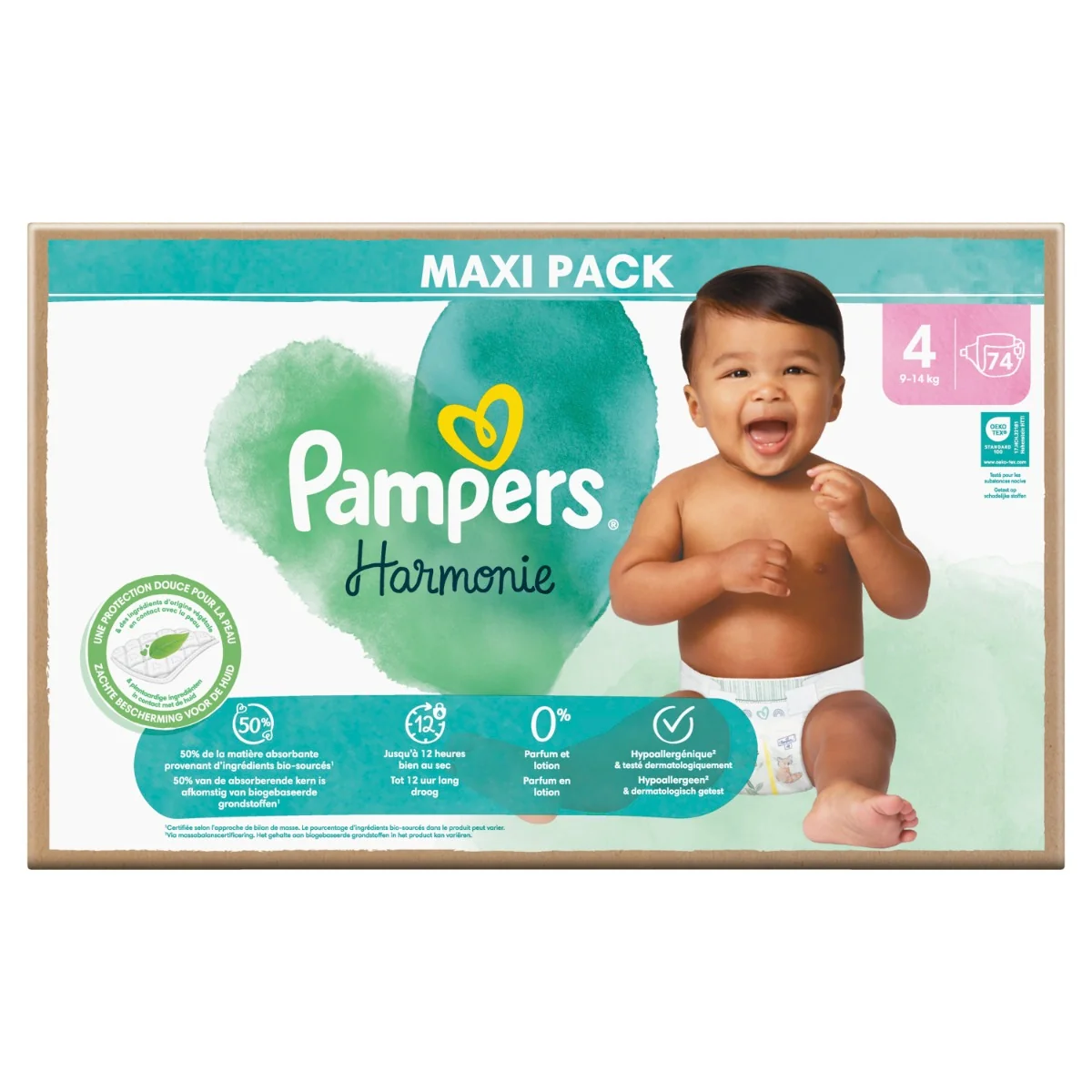 Pampers Harmonie Maxi Pack vel. 4 9–14 kg dětské pleny 74 ks