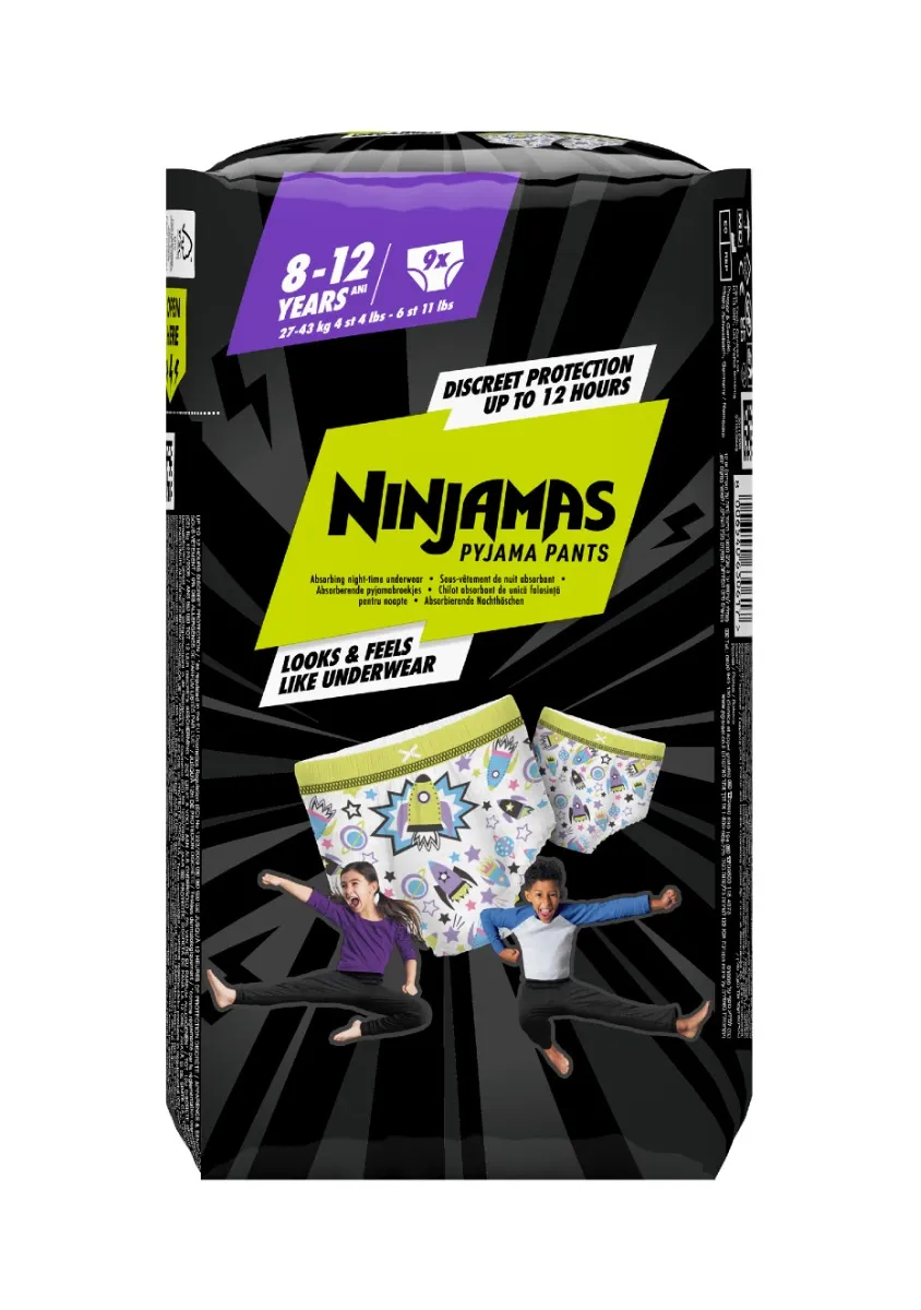 Ninjamas Pyjama Pants kosmické lodě 8–12 let 27–43 kg pyžamové kalhotky 9 ks