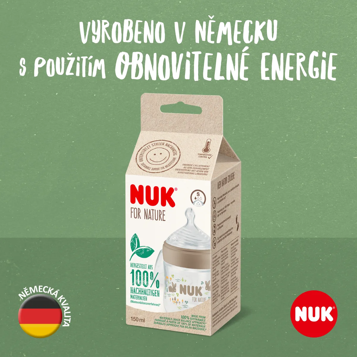 NUK For Nature láhev s kontrolou teploty 150 ml