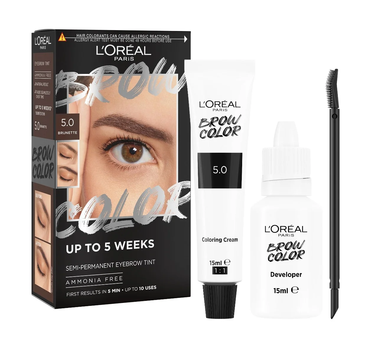 Loréal Paris Brow Color Semi-Permanent 5.S Brunette barva na obočí 1 sada