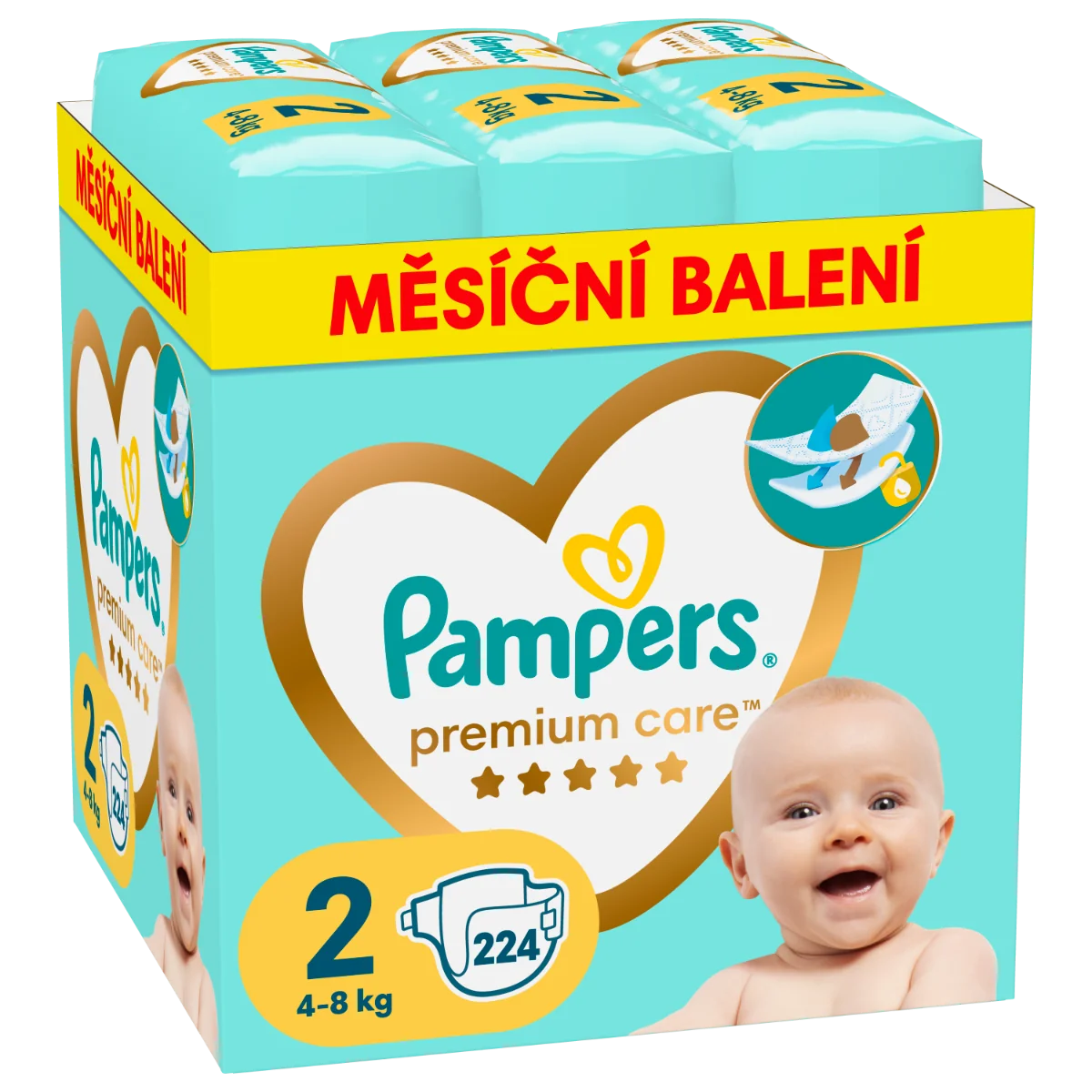 Pampers Premium Care vel. 2 4-8 kg dětské pleny 224 ks