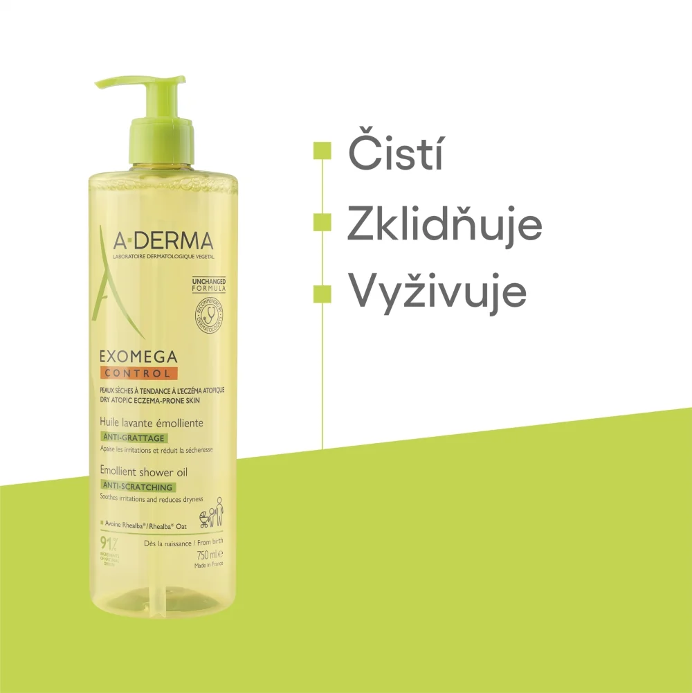 A-Derma Exomega Control Zvláčňující sprchový olej 750 ml