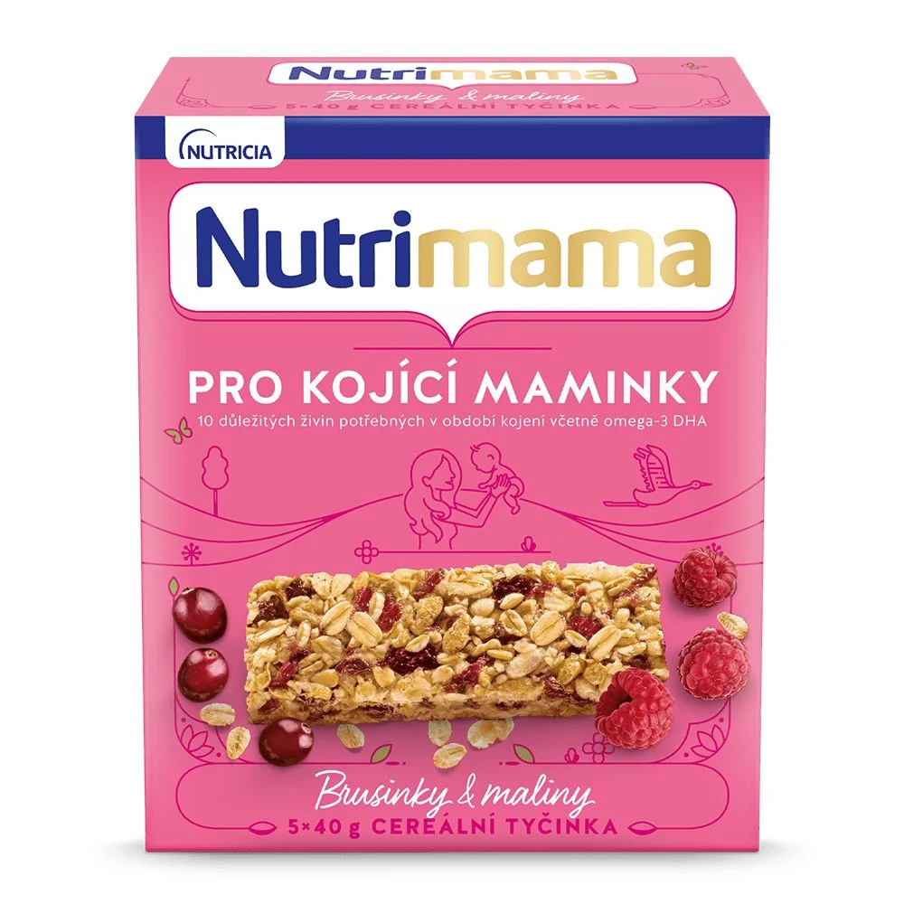 Nutrilon Nutrimama Cereální tyčinky pro kojící matky brusinky a maliny 5x40 g