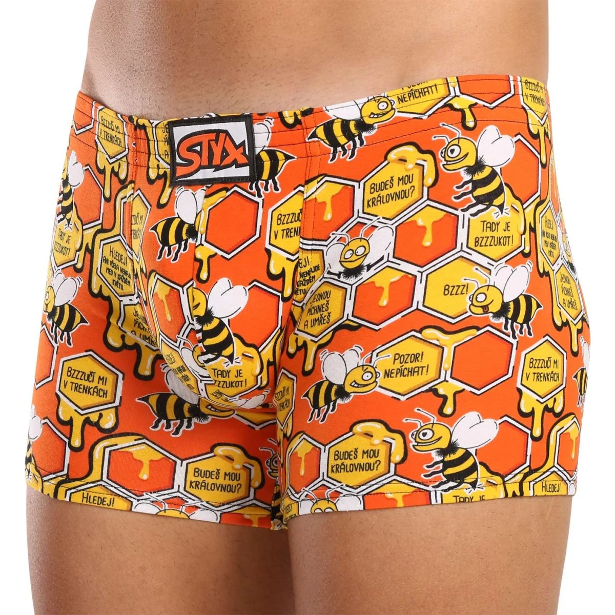 Styx Pánské boxerky long art klasická guma včelky (F1654) XL 