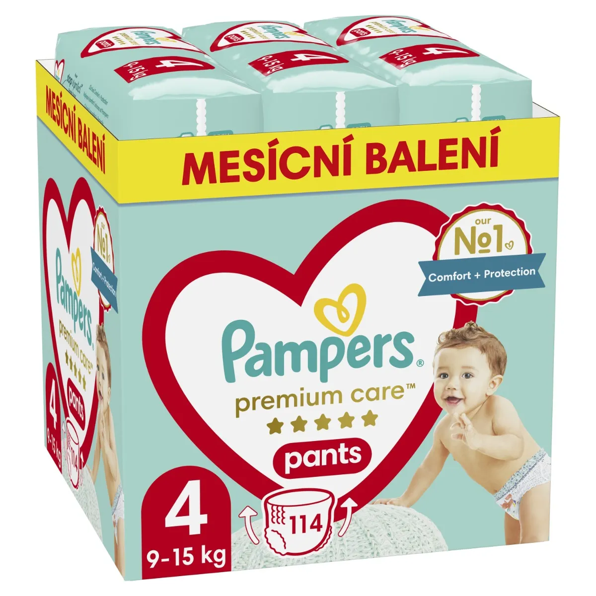 Pampers Premium Care Pants vel. 4 9–15 kg plenkové kalhotky 114 ks