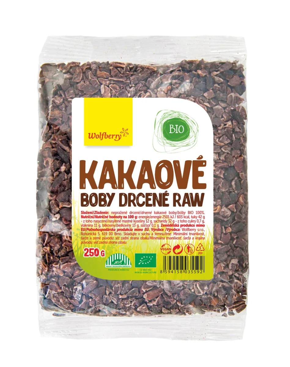 Wolfberry Kakaové boby drcené RAW BIO 250 g