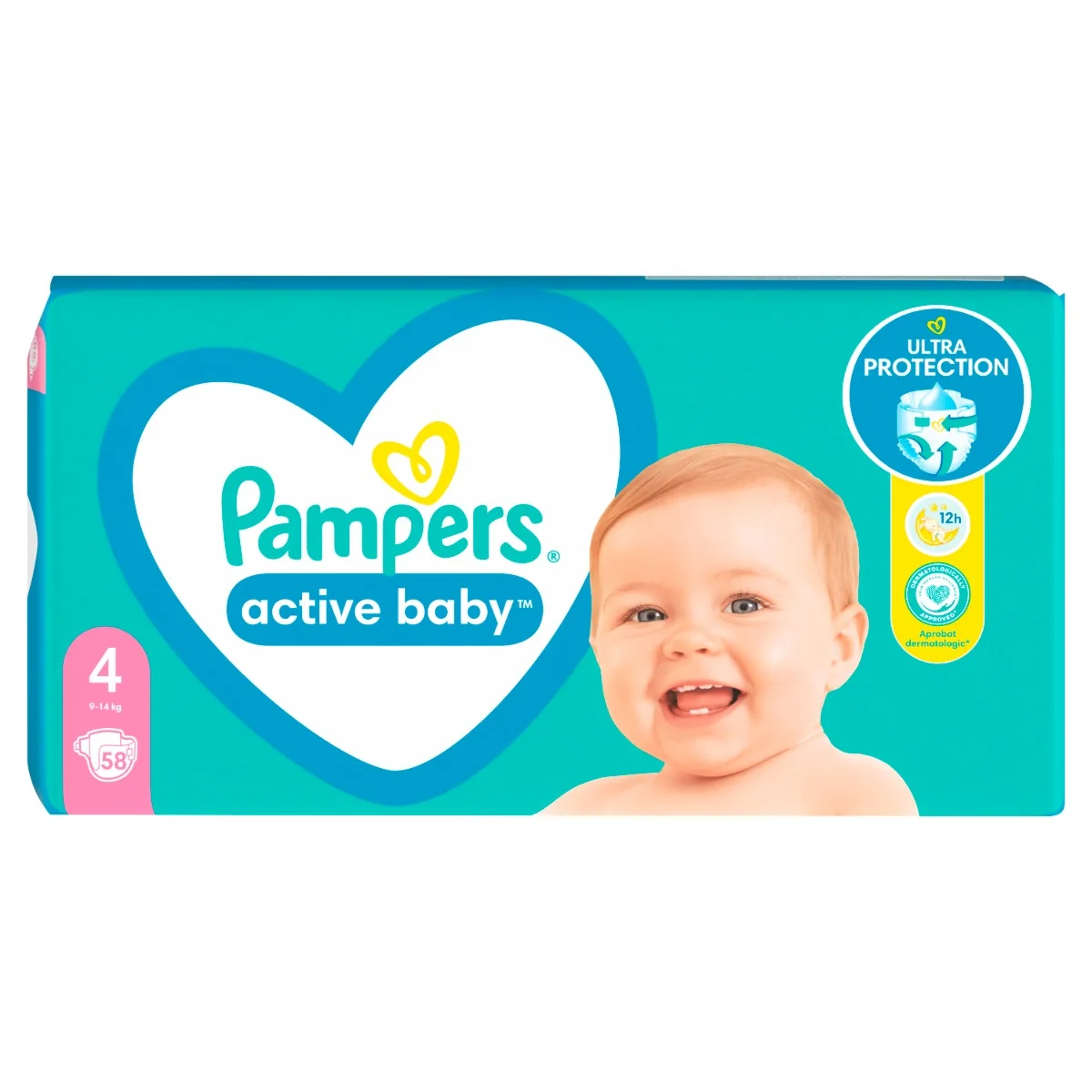 Pampers Active Baby vel. 4 Maxi Pack 9–14 kg dětské pleny 58 ks