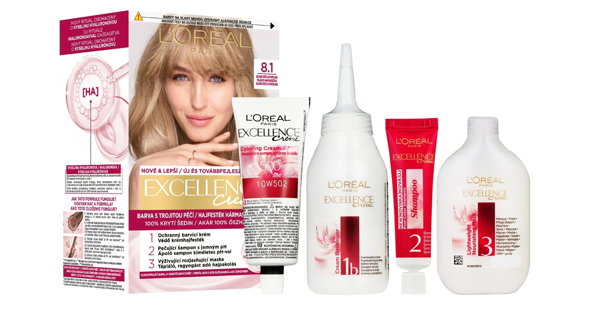 Loréal Paris Excellence Creme odstín 8.1 blond světlá popelavá barva na vlasy