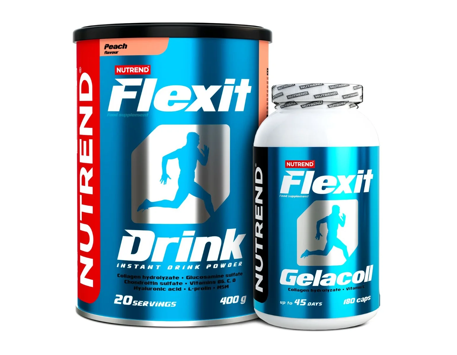 Nutrend Flexit Drink 400 g broskev + Flexit Gelacoll 180 kapslí dárková sada