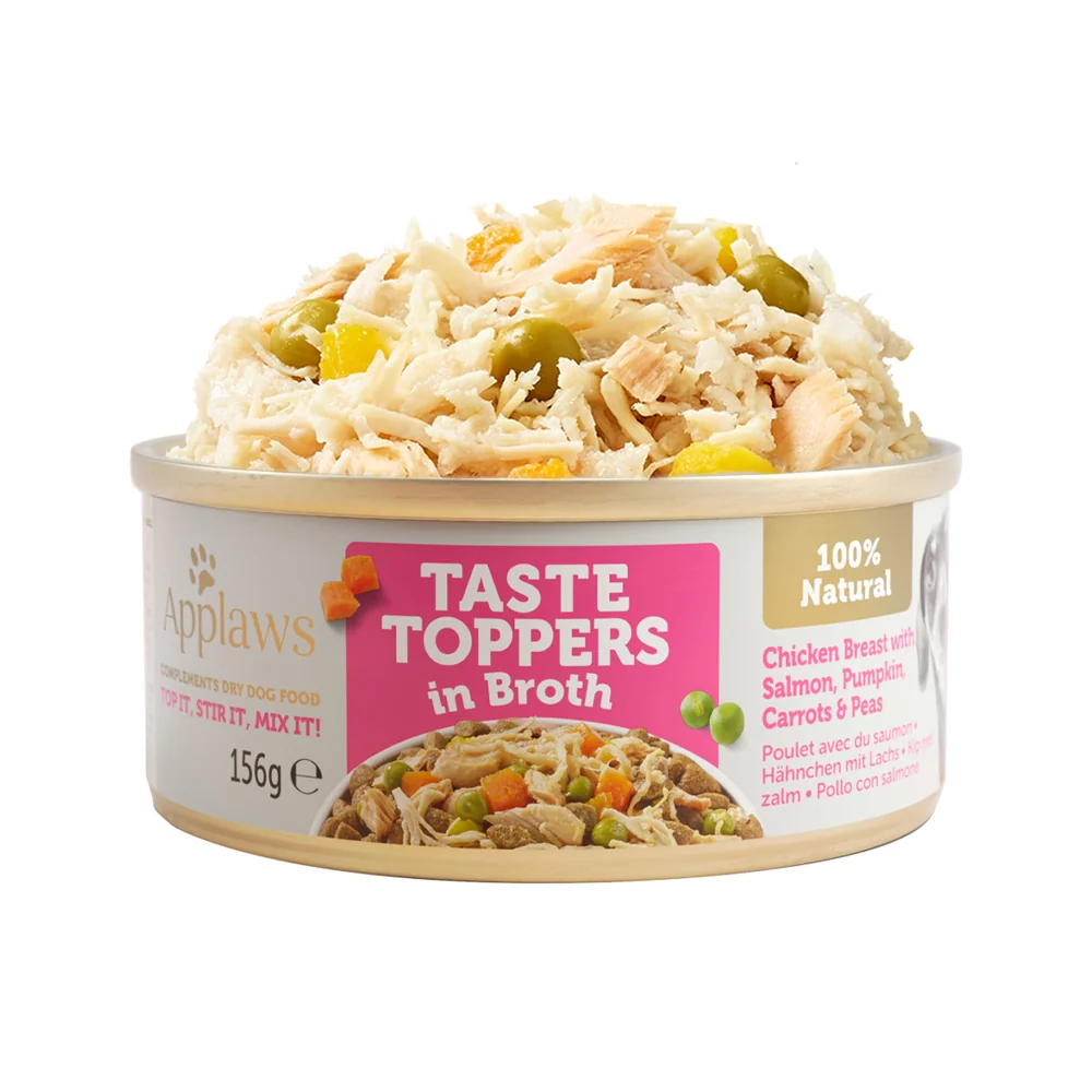 Applaws Dog Taste Toppers in Broth Kuře s lososem konzerva 156 g