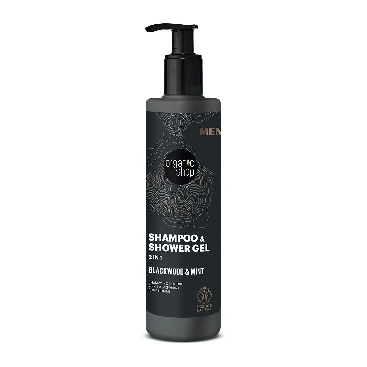 Organic Shop Pánský sprchový gel a šampon 2v1 Blackwood a máta 280 ml