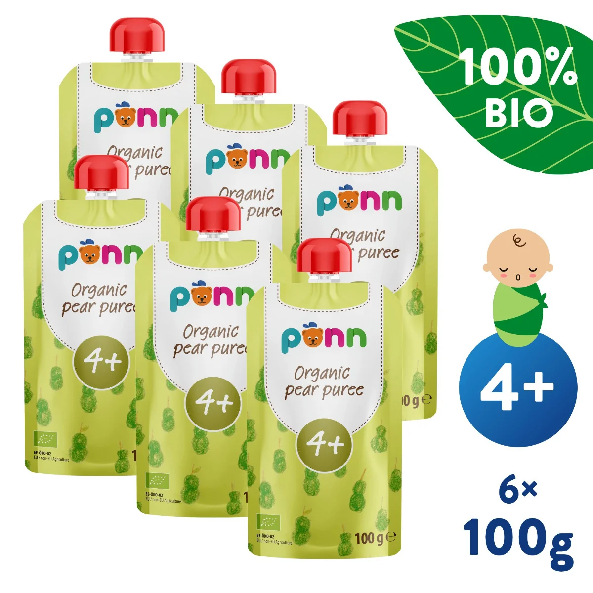 SALVEST Põnn BIO Hruška 100% 6x100 g