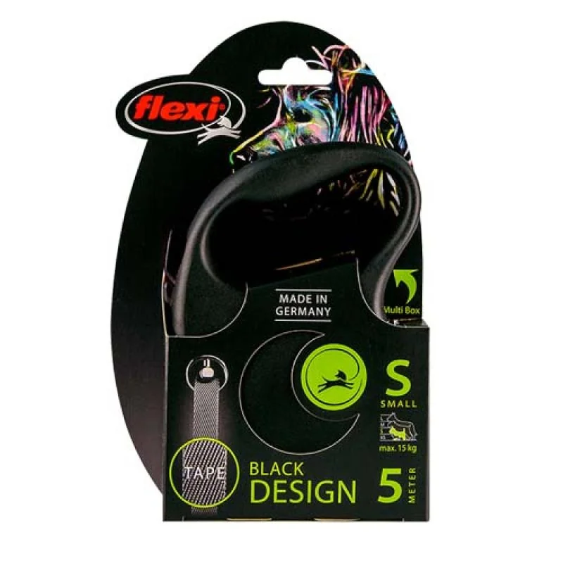 Flexi Black Design S popruh 5m černá do 15kg 