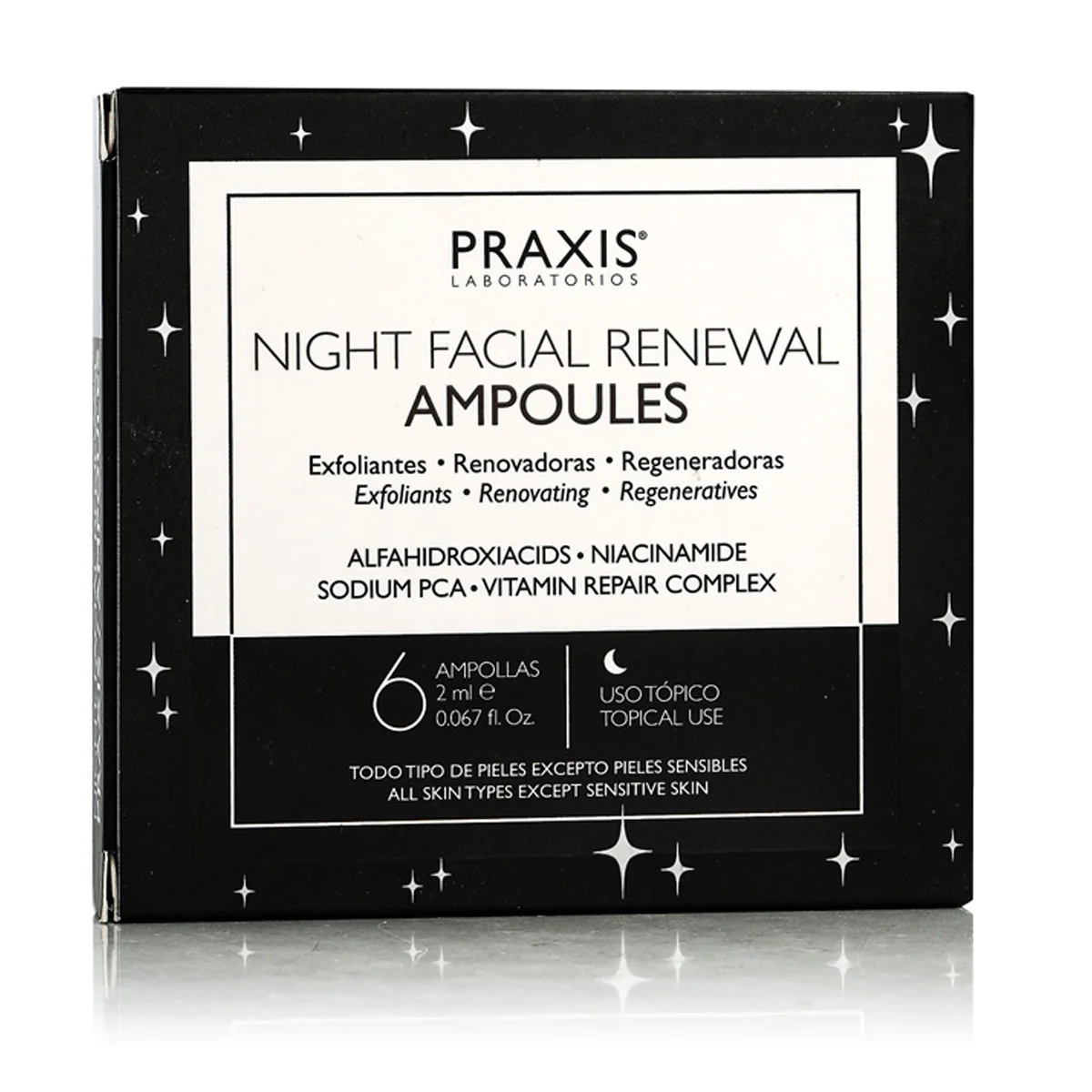 Praxis Laboratorios Night Facial Renewal Ampoules 6 x 2 ml