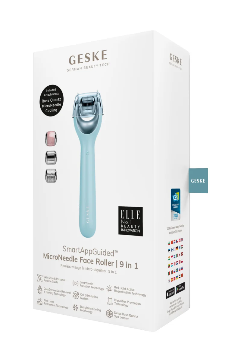 GESKE MicroNeedle Face Roller 9in1 masážní váleček s mikrojehličkami turquoise