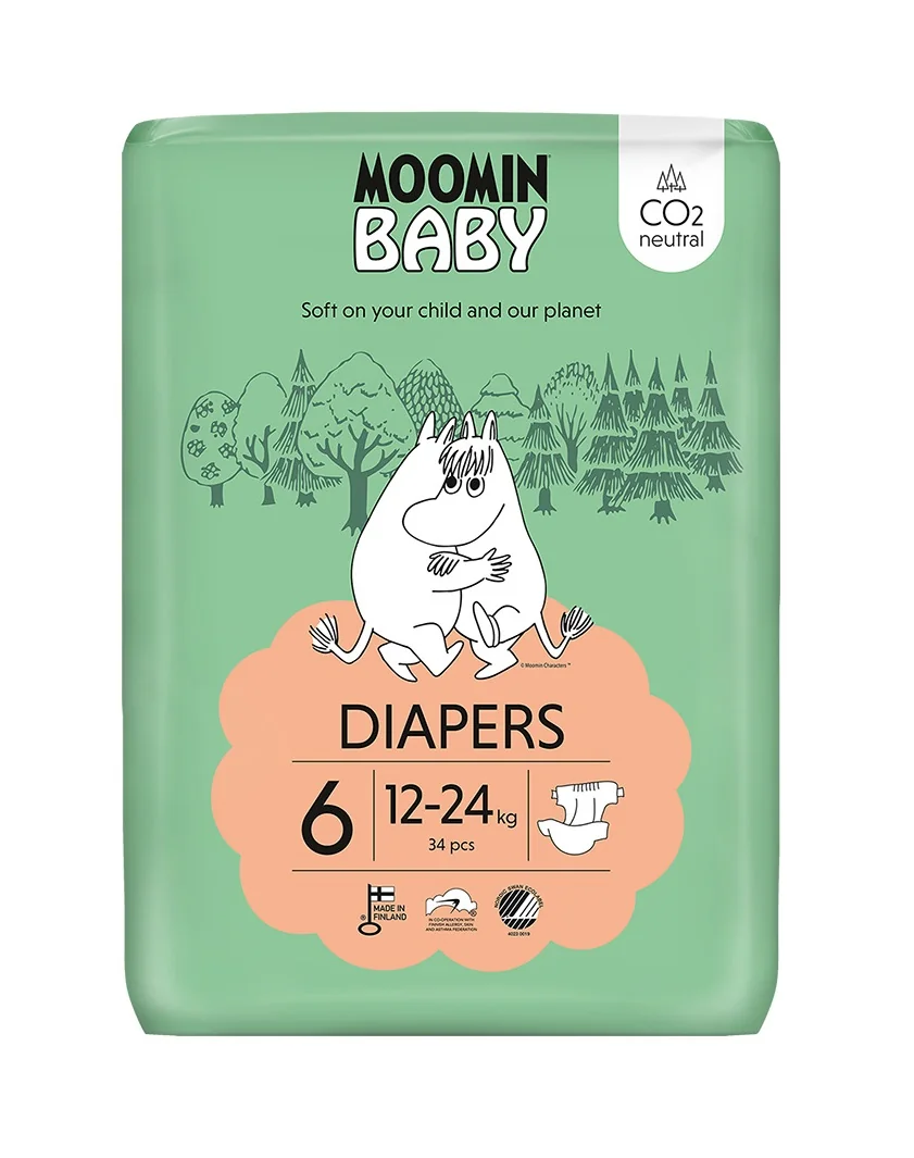 Moomin Baby 6 Maxi 12–24 kg eko pleny 34 ks