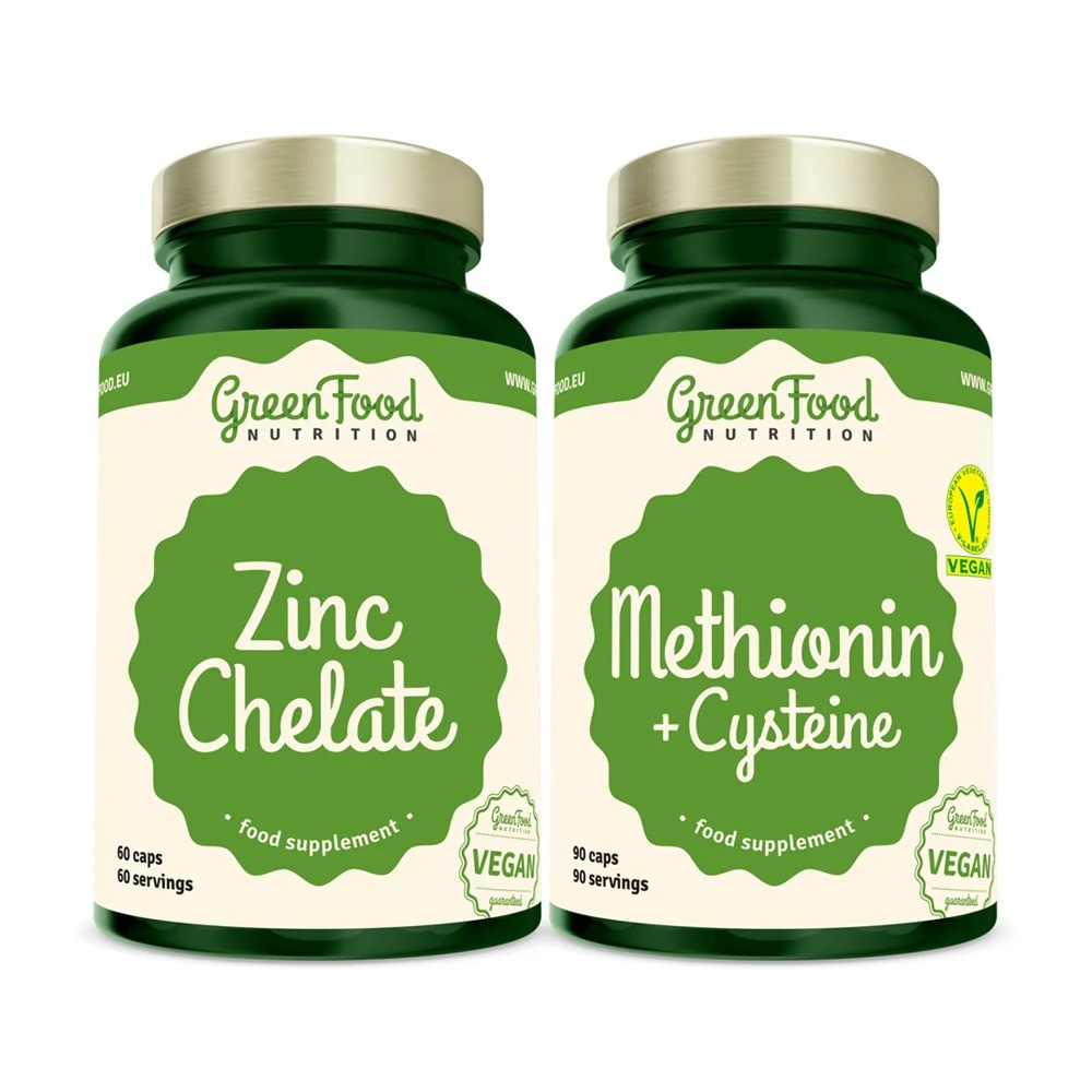 GreenFood Nutrition Methionin + Cysteine + Zinc Chelate dvojbalení 90+60 kapslí