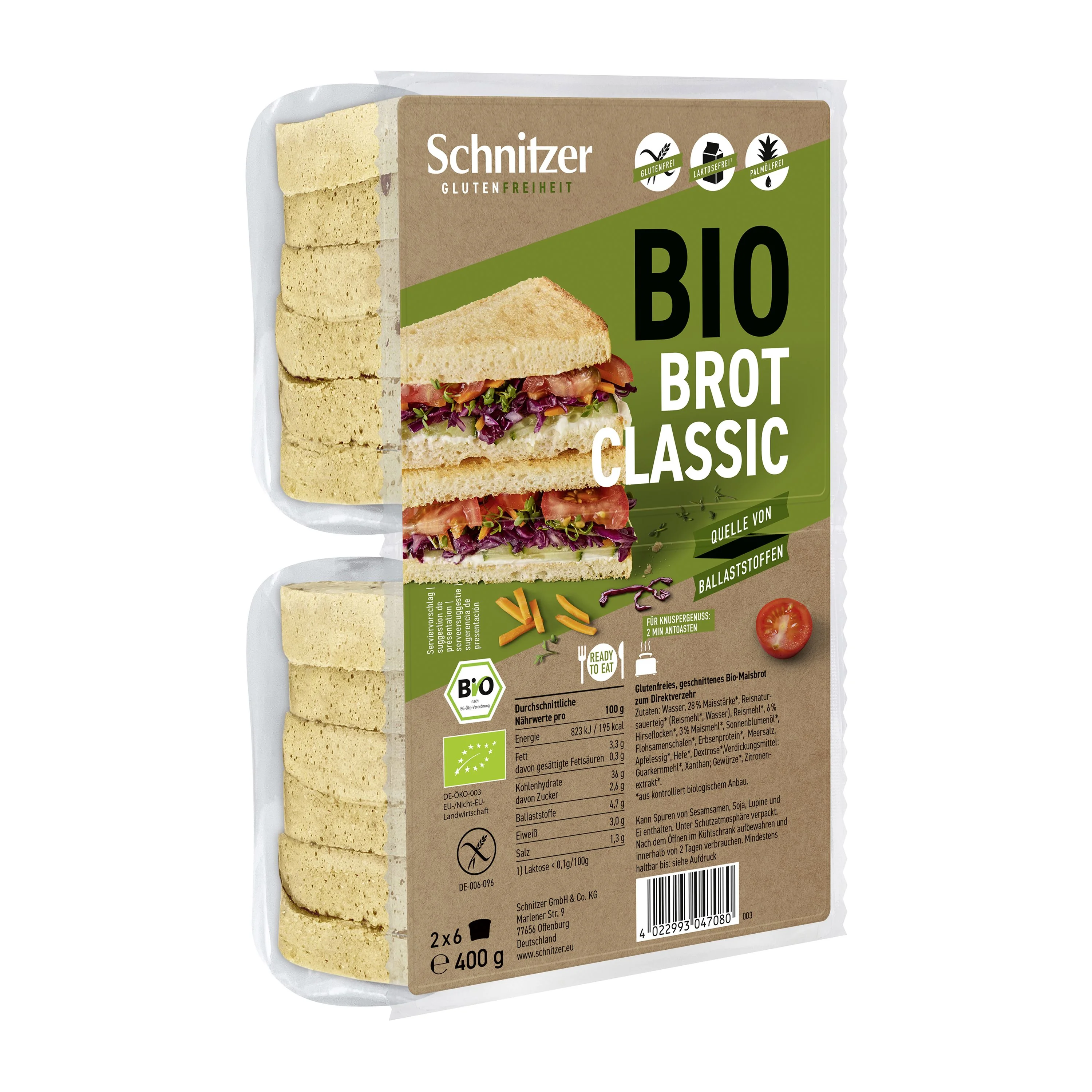 Schnitzer Chléb toustový klasik bezlepkový BIO 400 g