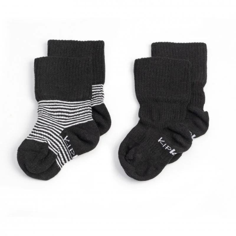 KipKep dětské ponožky Stay-on-Socks 0-6m 2páry Black Stripes 