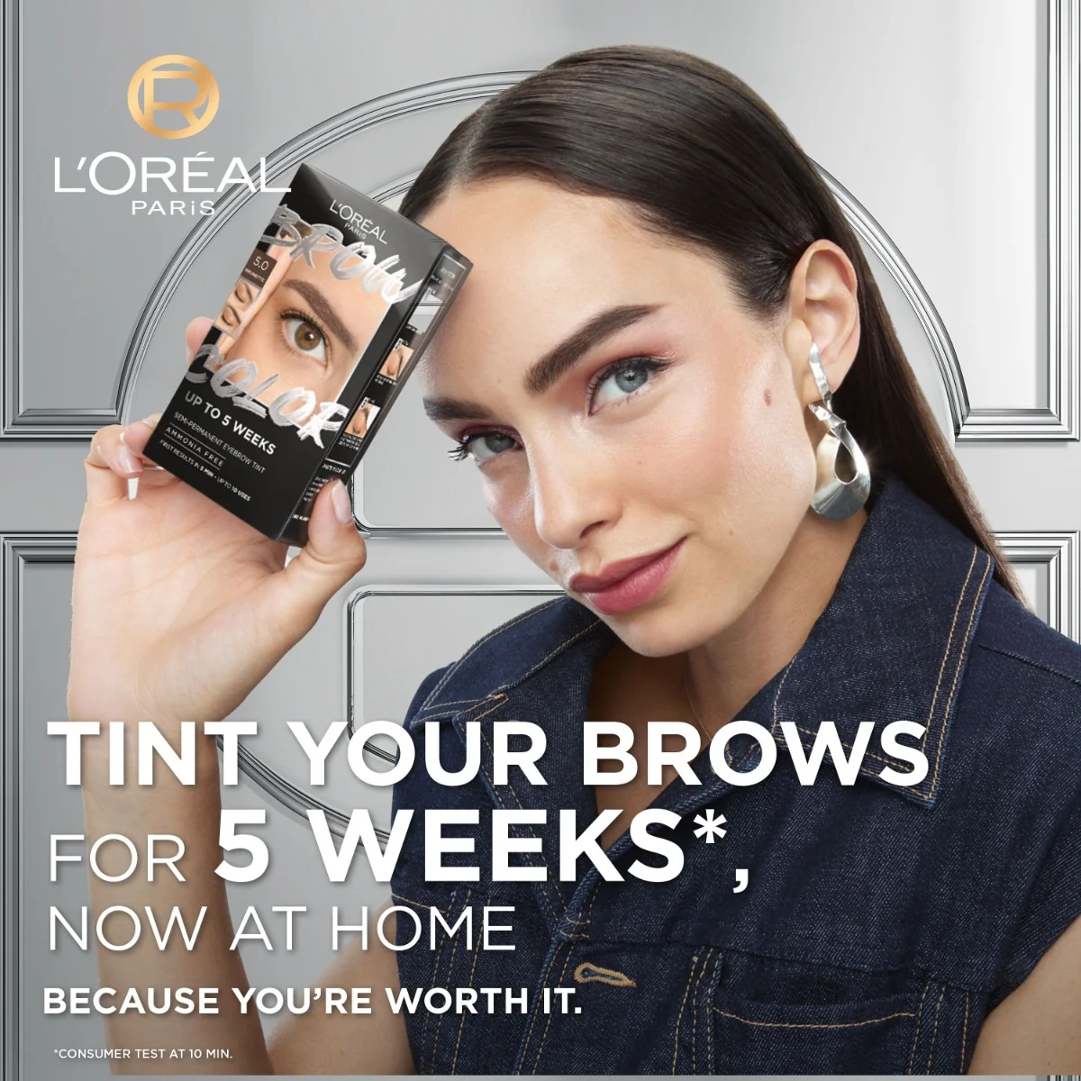 Loréal Paris Brow Color 1.0 Black semi-permanentní barva na obočí 1 ks