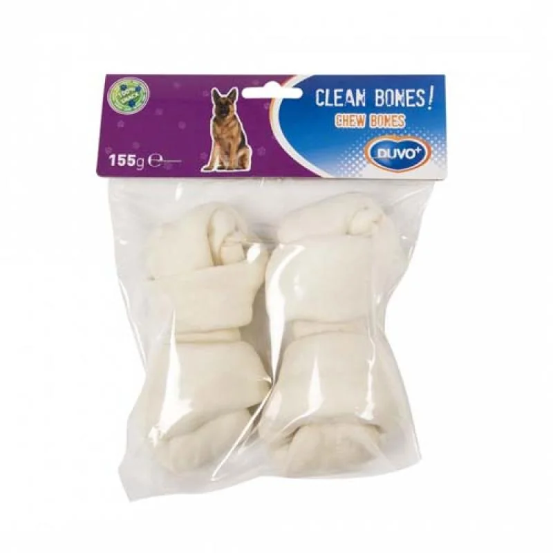 Duvo+ CELAN BONES! Uzel bílý z buvolí kůže 14cm 2ks 155g 