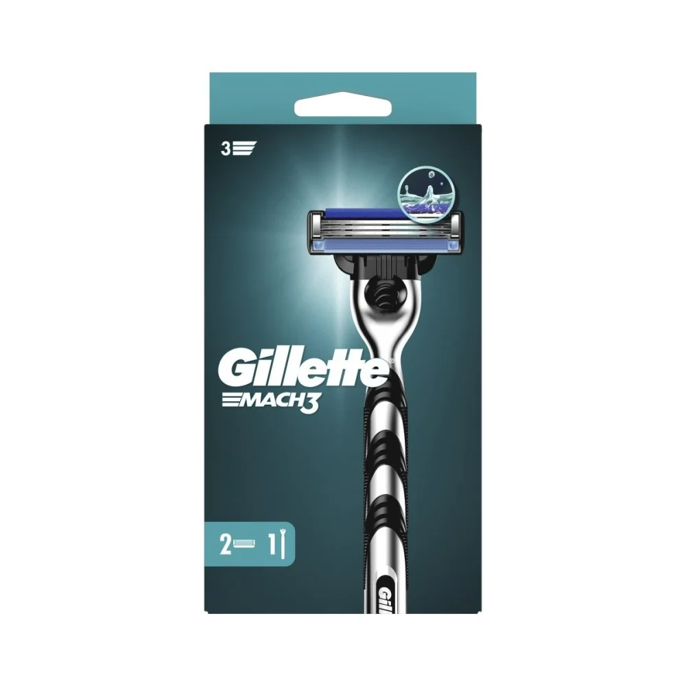 Gillette Mach3 Rukojeť holicího strojku 1 ks + náhradní hlavice 2 ks