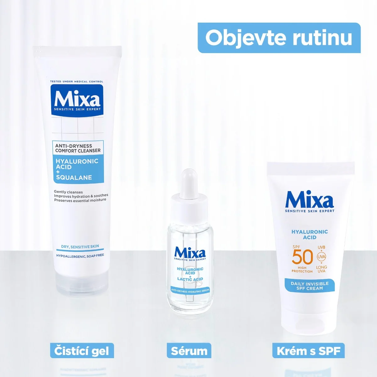 Mixa Hyaluronic Acid Čisticí gel proti vysušování 150 ml