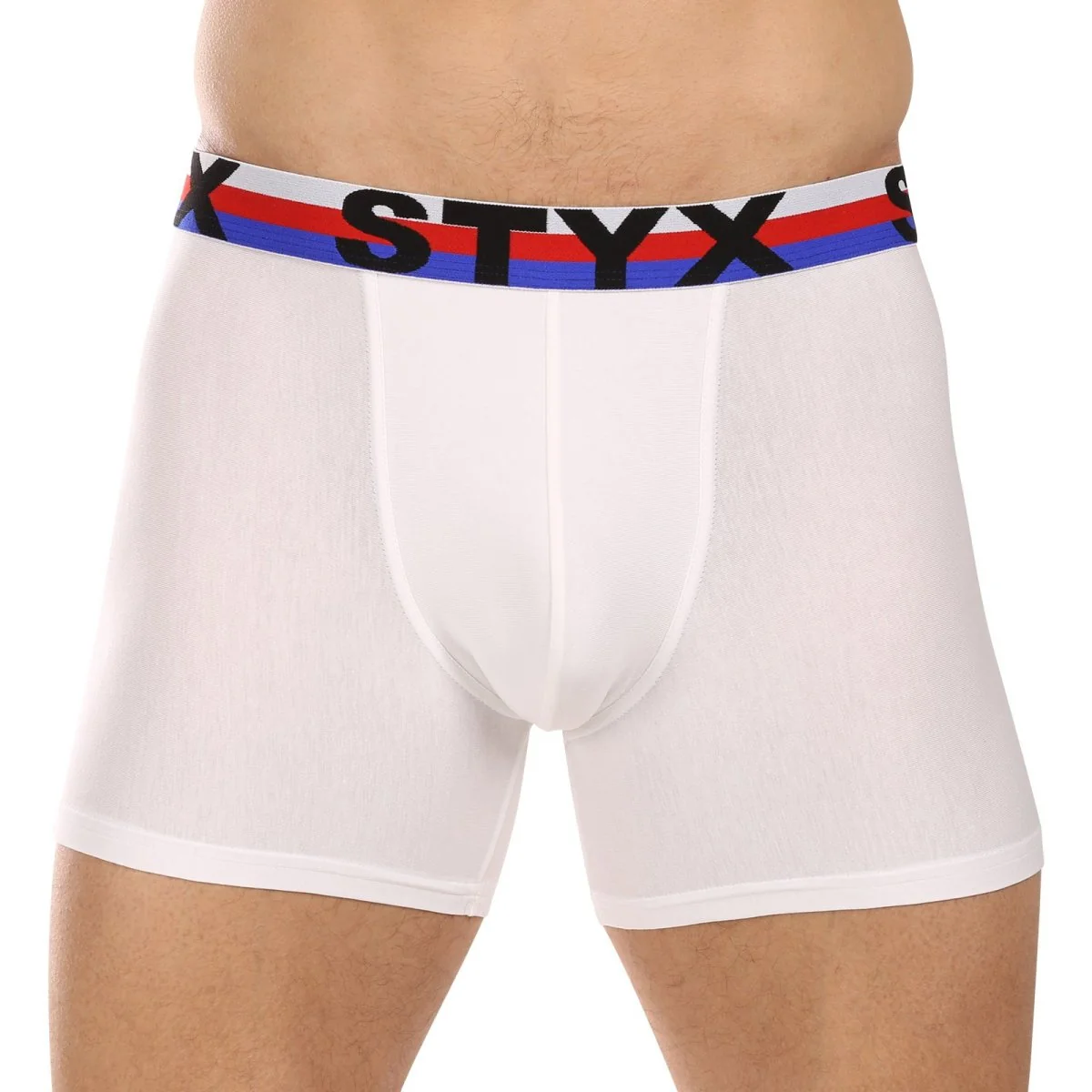 Styx 3PACK pánské boxerky long sportovní guma bílé trikolóra (3U2061) XL 