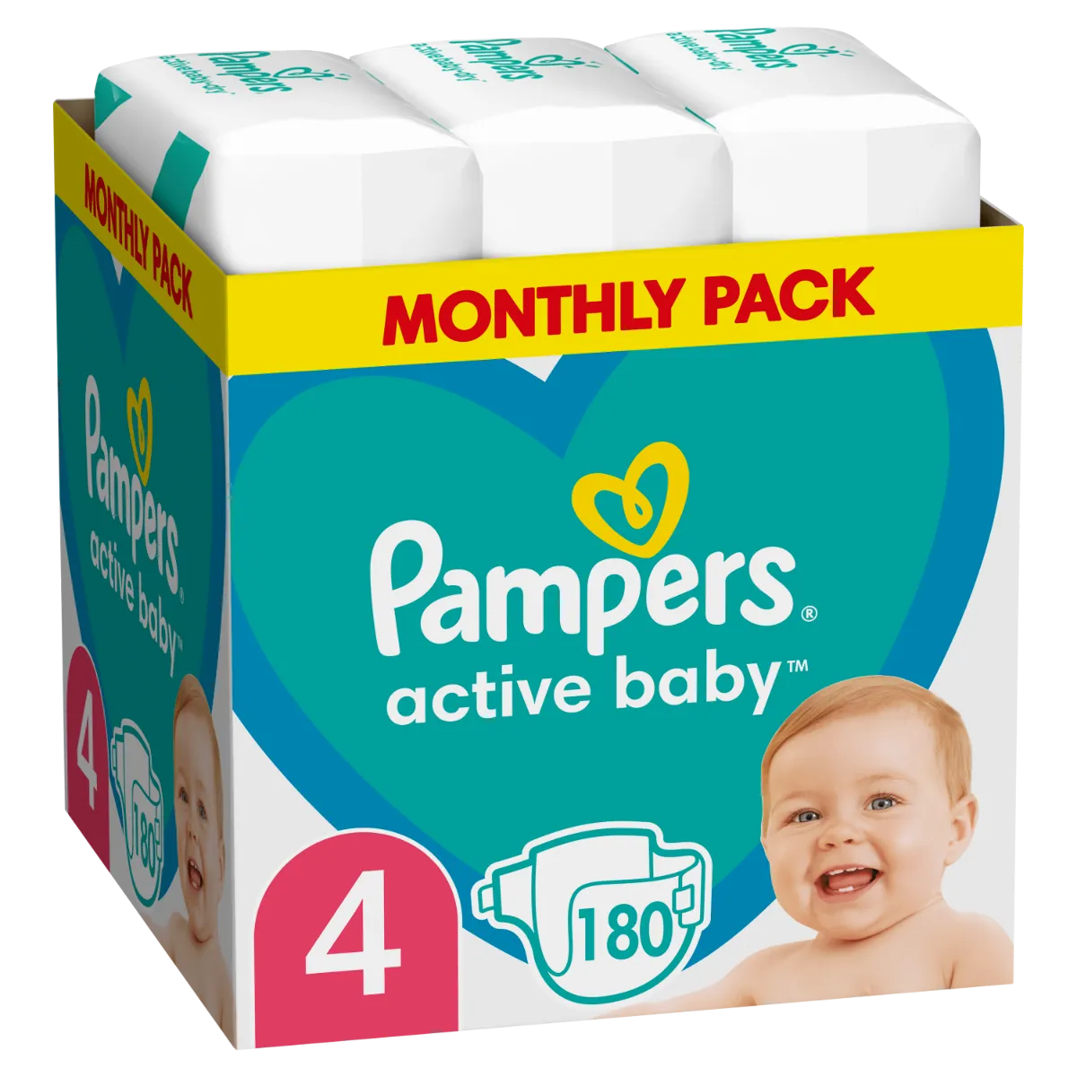 Pampers Active Baby vel. 4 Monthly Pack 9-14 kg dětské pleny 180 ks