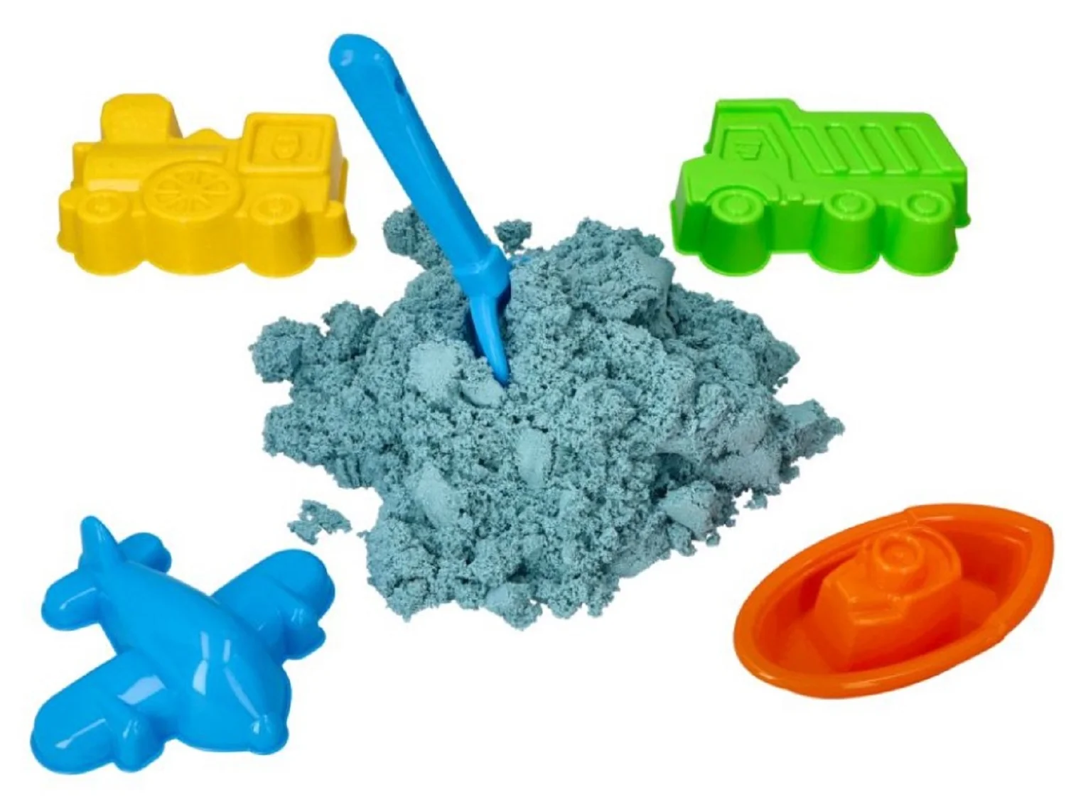 Adam Toys Kinetický písek - modrý - 2kg + formičky dopravní prostředky zdarma 