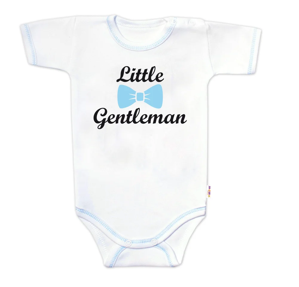 Baby Nellys Body krátký rukáv s vtipným textem  Little Gentleman, kluk