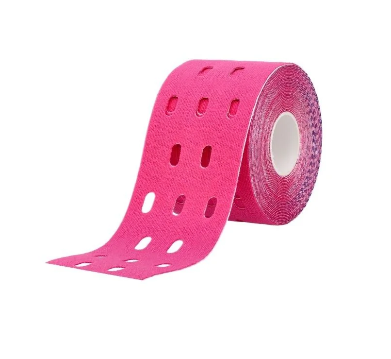 BronVit Sport Kinesio Tape děrovaný 5 cm x 5 m tejpovací páska růžová