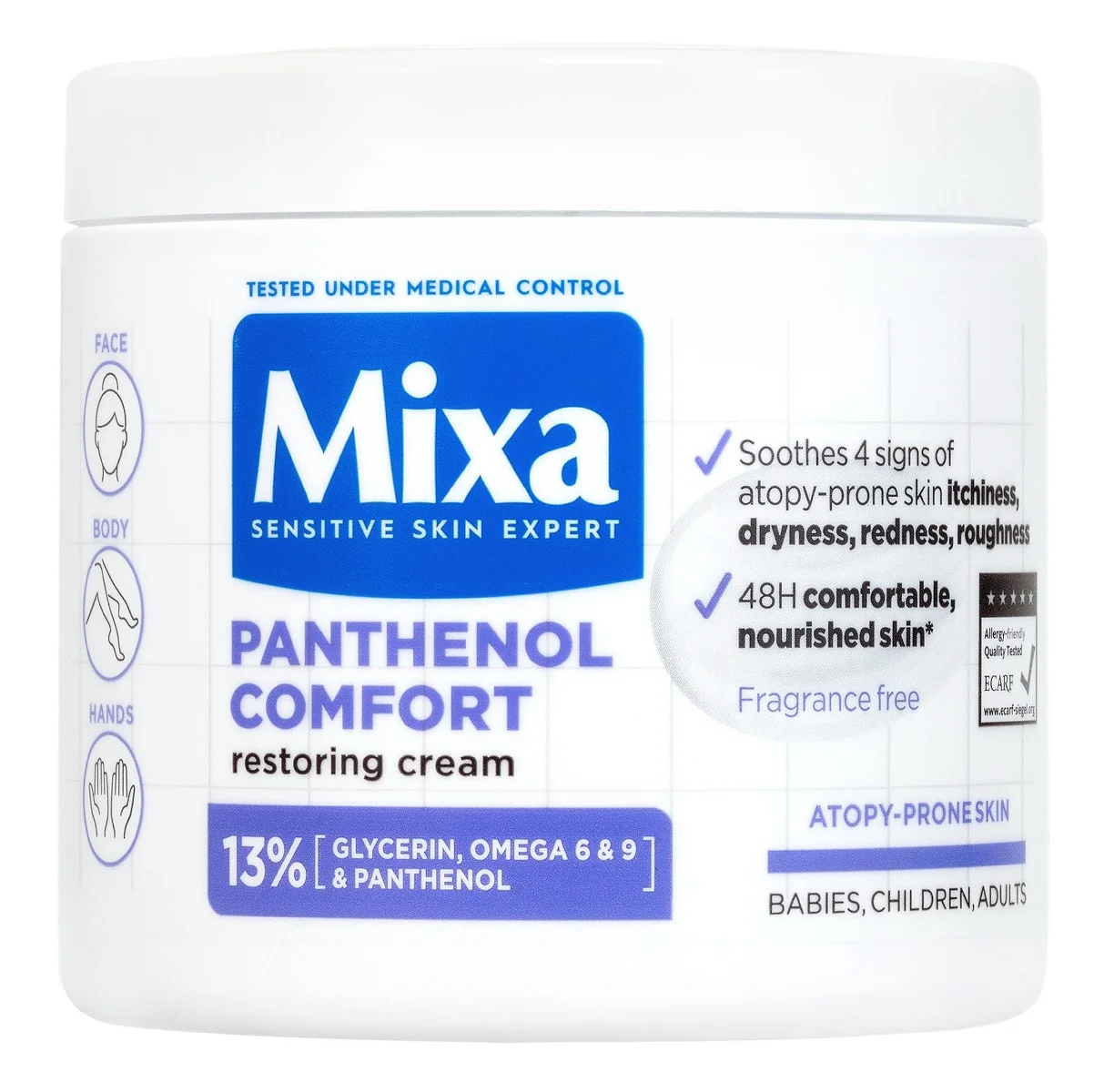 Mixa Panthenol Comfort obnovující tělová péče pro pokožku se sklonem k atopii 400 ml