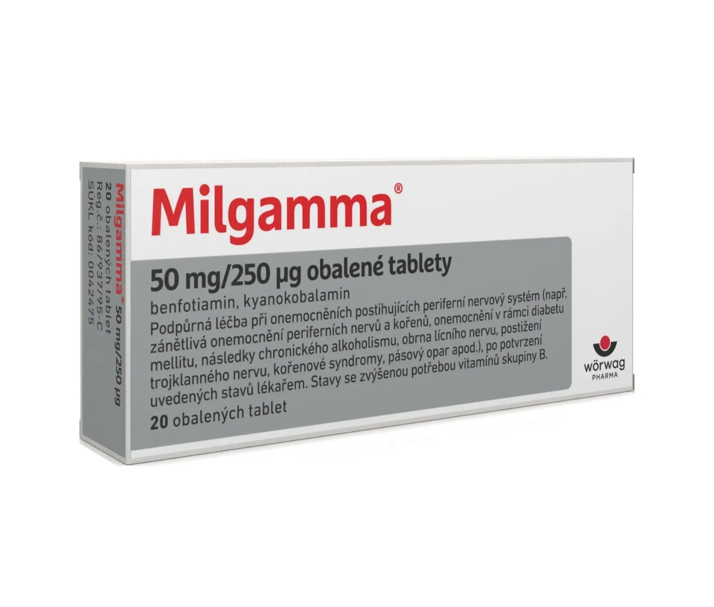 Milgamma 50 mg/250 μg 20 obalených tablet