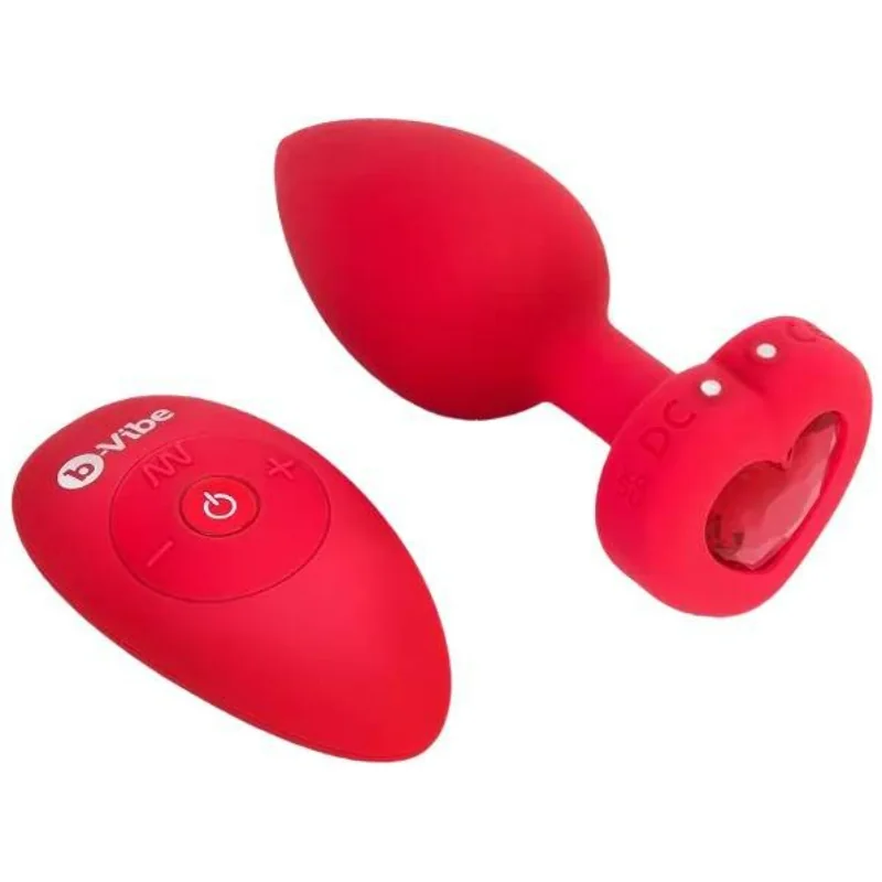 b-Vibe B-Vibe vibrační anální kolík Heart M/L s ovl. 10,5cm