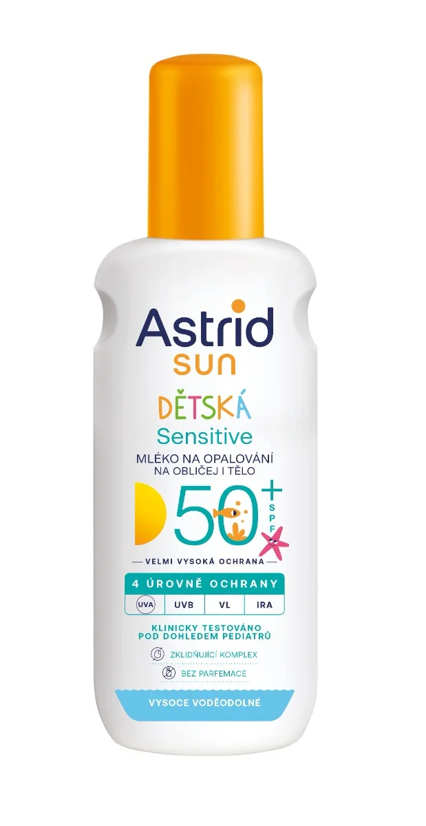 Astrid SUN Sensitive Dětské mléko na opalování SPF50+ sprej 150 ml