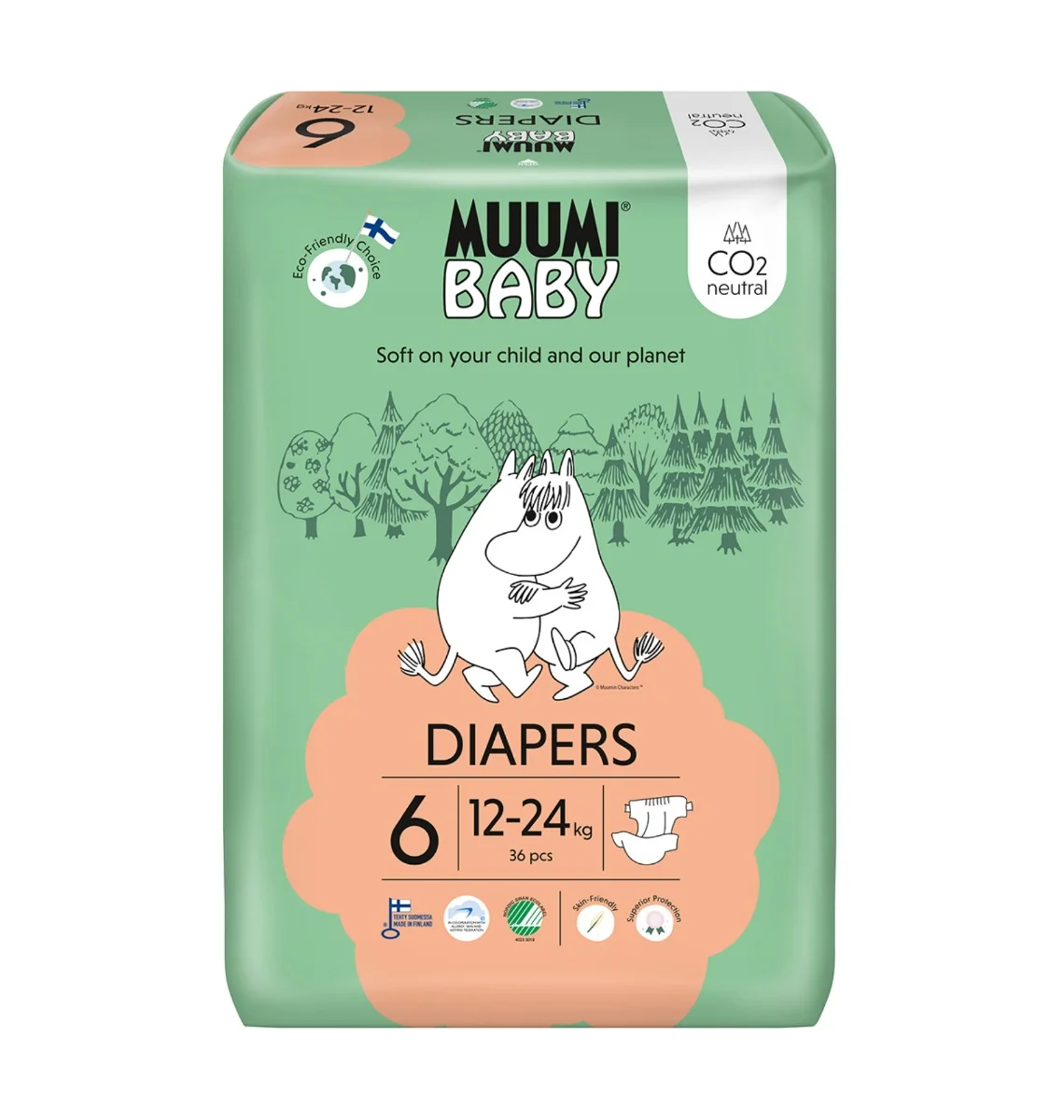 Muumi Baby 6 Junior 12–24 kg eko pleny 36 ks