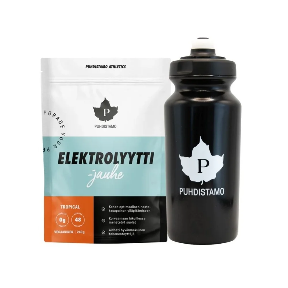 Puhdistamo Electrolyte Powder tropical 240 g + láhev 500 ml ZDARMA