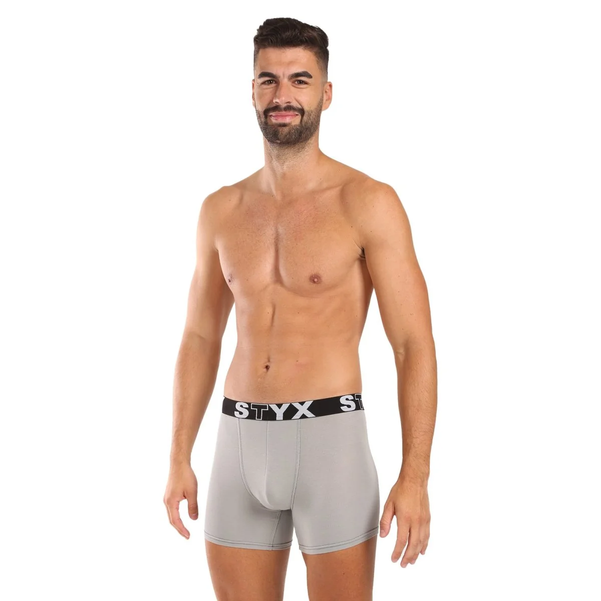 Styx Pánské boxerky long sportovní guma světle šedé (U1062) XL 