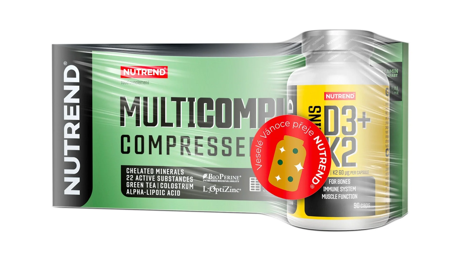 Nutrend Multicomplex Compressed + Vitamins D3+K2 dárková sada 60+90 kapslí