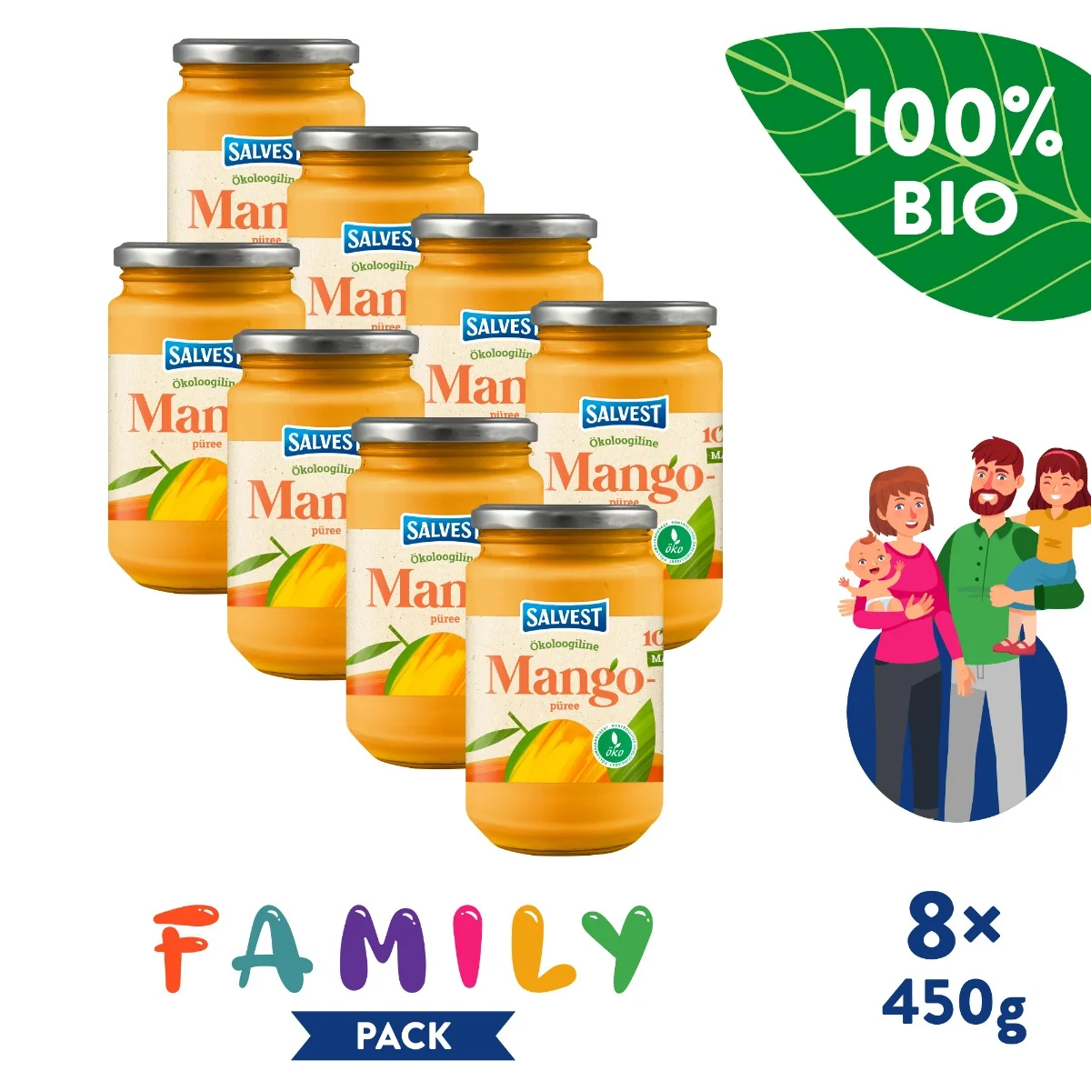 SALVEST Family BIO Mango 100% 8x450 g