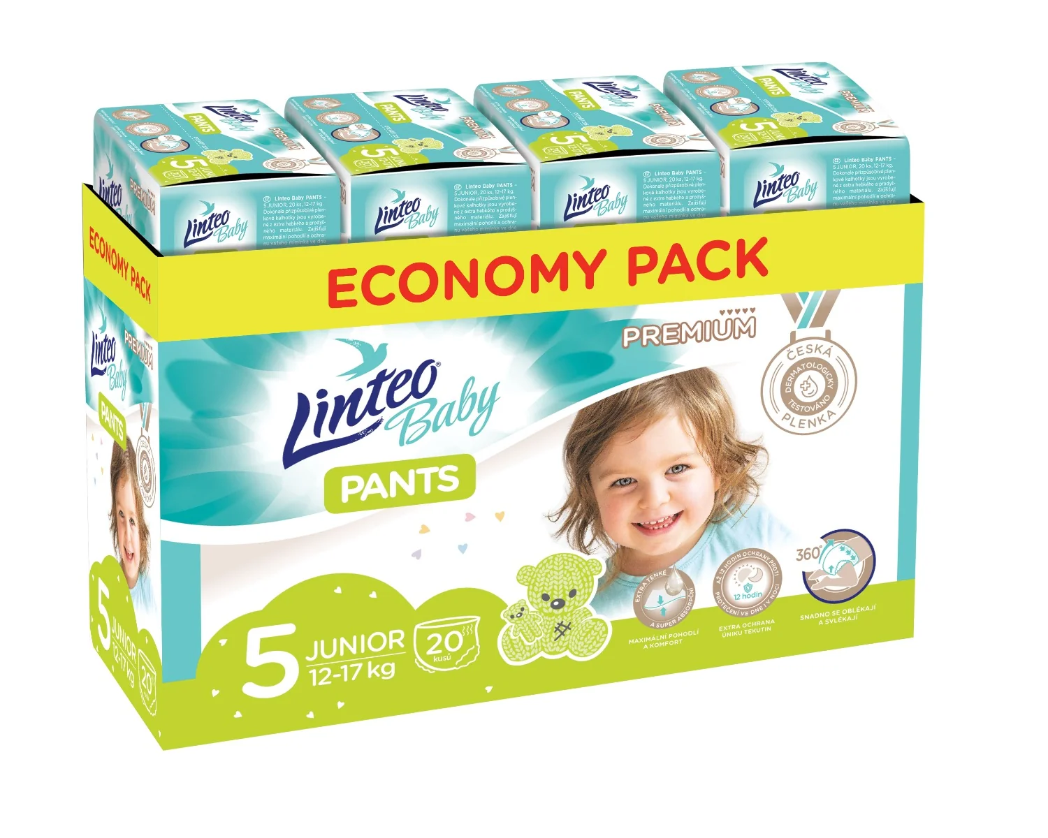 Linteo Baby Pants PREMIUM 5 Junior 12-17 kg kalhotkové plenky 80 ks