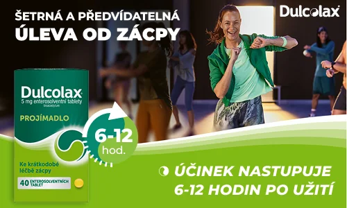 Dulcalax tablety. Šetrná a předvídatelná úleva od zácpy. Účinek nastupuje 6–12 hodin po užití