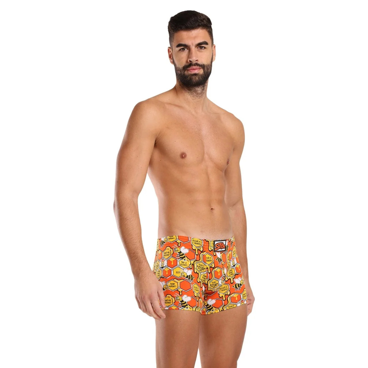 Styx Pánské boxerky long art klasická guma včelky (F1654) XXL 