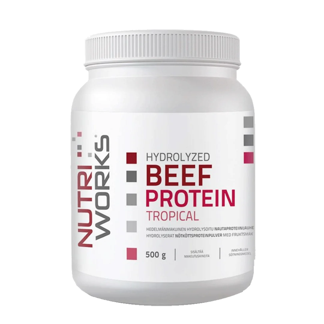 NutriWorks Hydrolyzed Beef Protein 500g - tropické ovoce