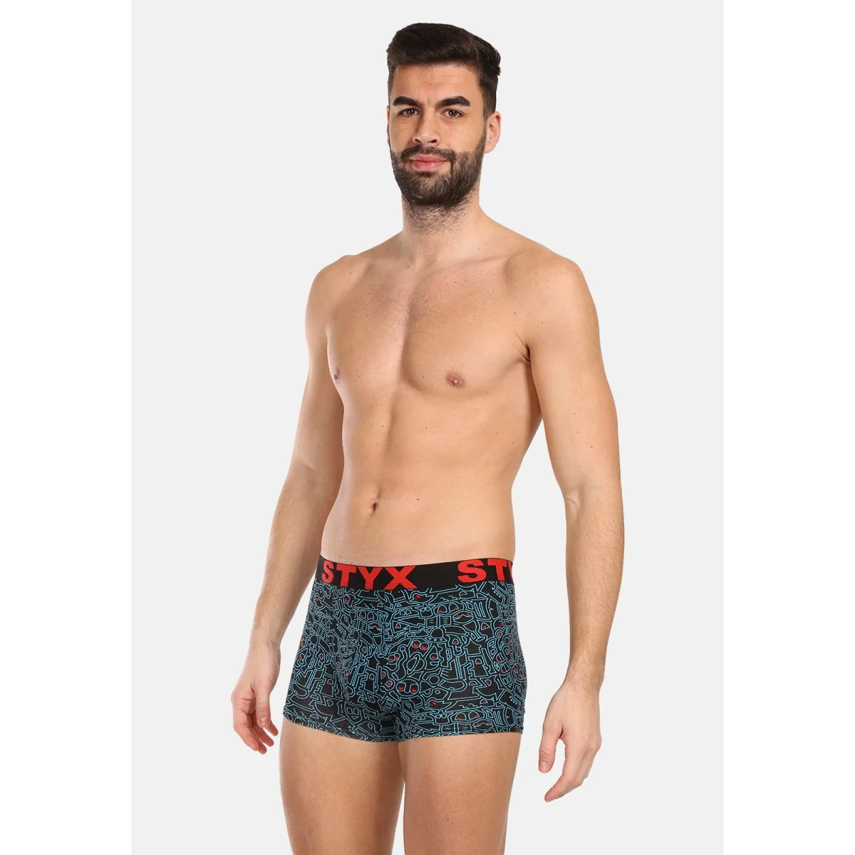 Styx Pánské boxerky art sportovní guma doodle (G1256/2) XL 