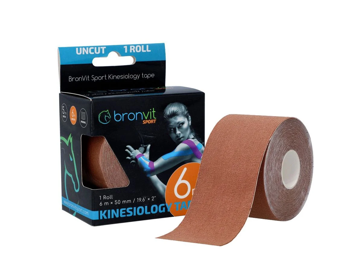 BronVit Sport Kinesio Tape classic 5 cm x 6 m tejpovací páska tmavě béžová