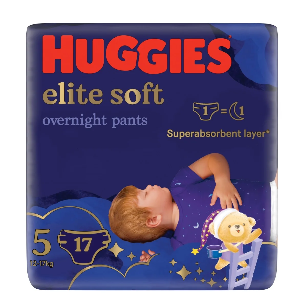 Huggies Elite Soft Pants night 5 12–17 kg 17 ks